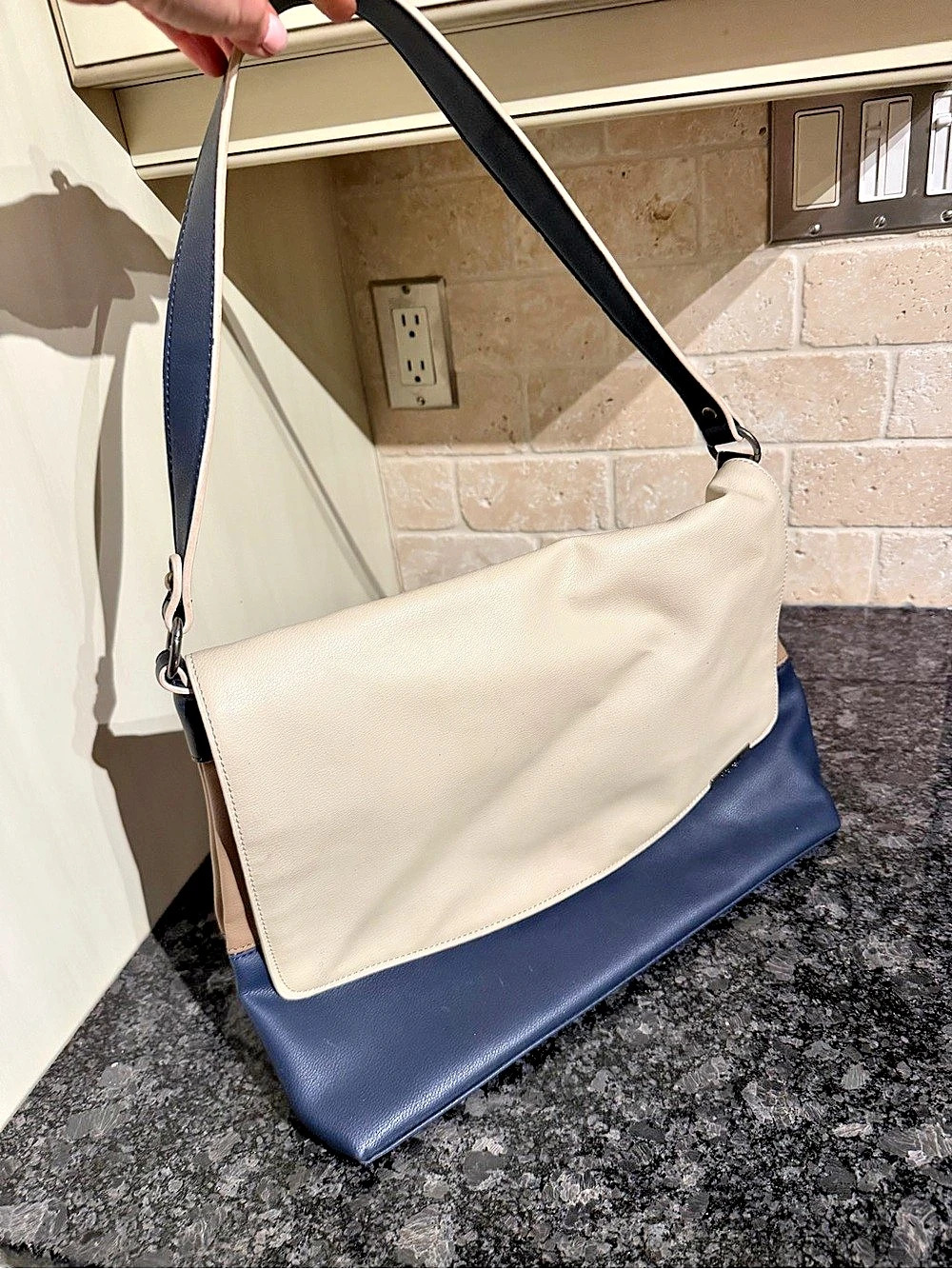 Fiorelli Color Block Shoulder Bag in Blue & Beige